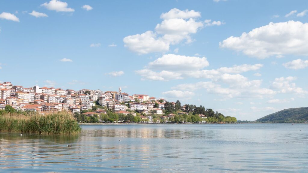 Houses of Kastoria in northern Greece along the shore of Lake Orestiada