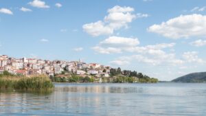 Houses of Kastoria in northern Greece along the shore of Lake Orestiada